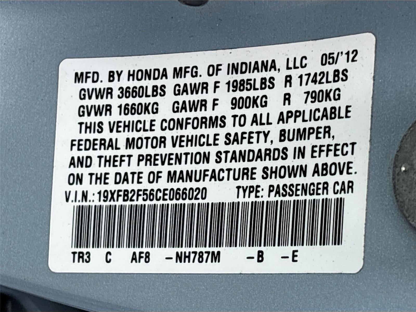 2012 Honda Civic Sdn LX