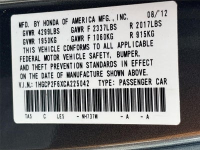 2012 Honda Accord Sedan SE