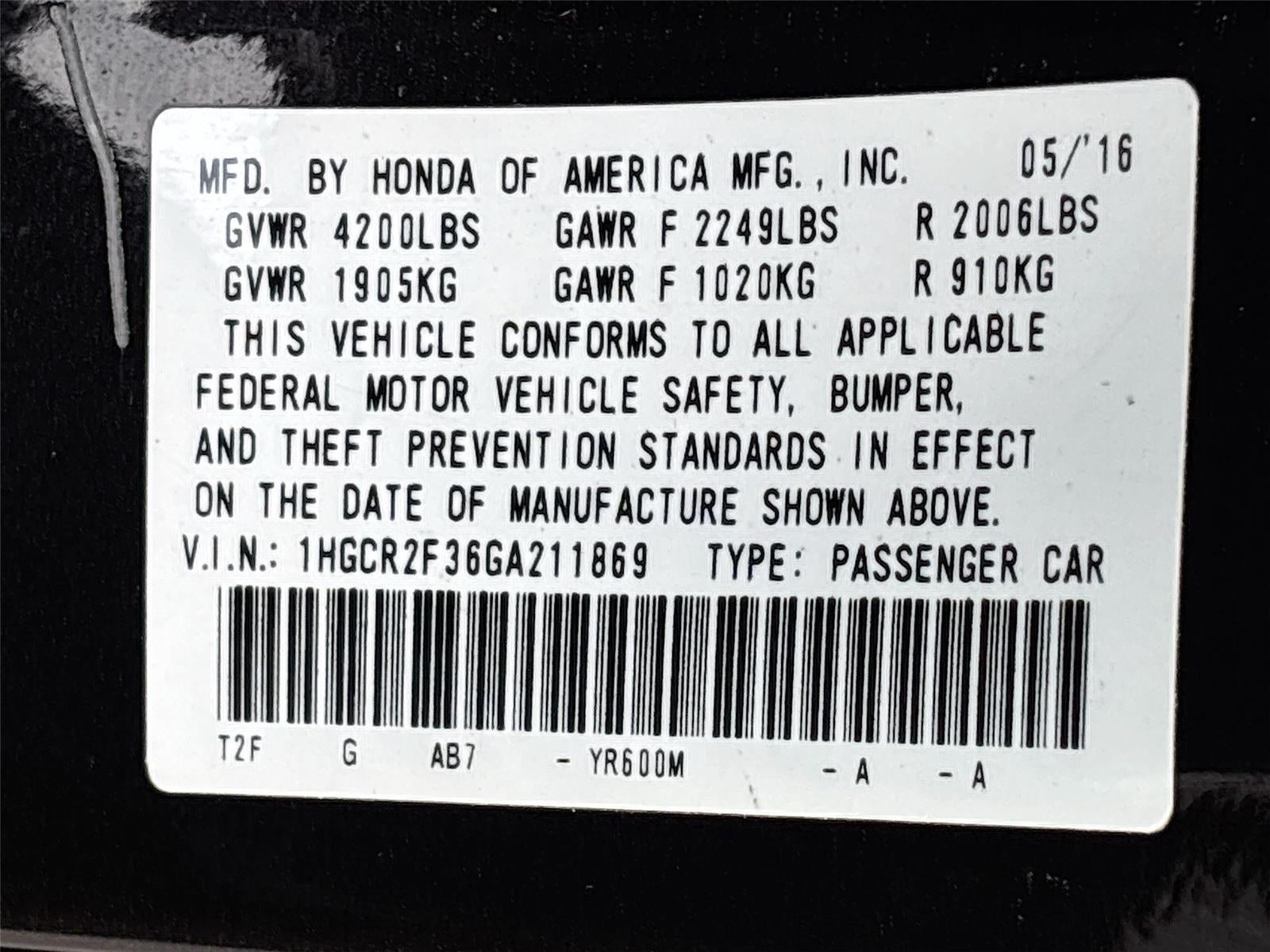 2016 Honda Accord Sedan LX
