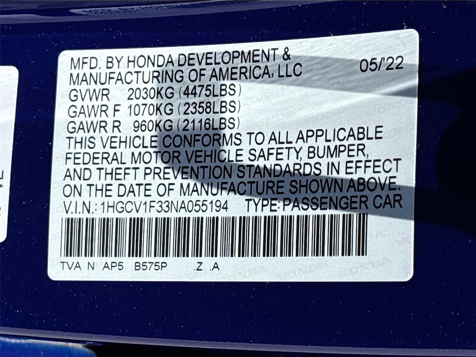 2022 Honda Accord Sport