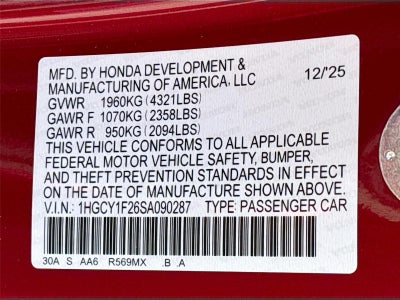 2025 Honda Accord Sedan LX