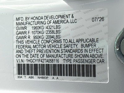 2026 Honda Accord Sedan SE