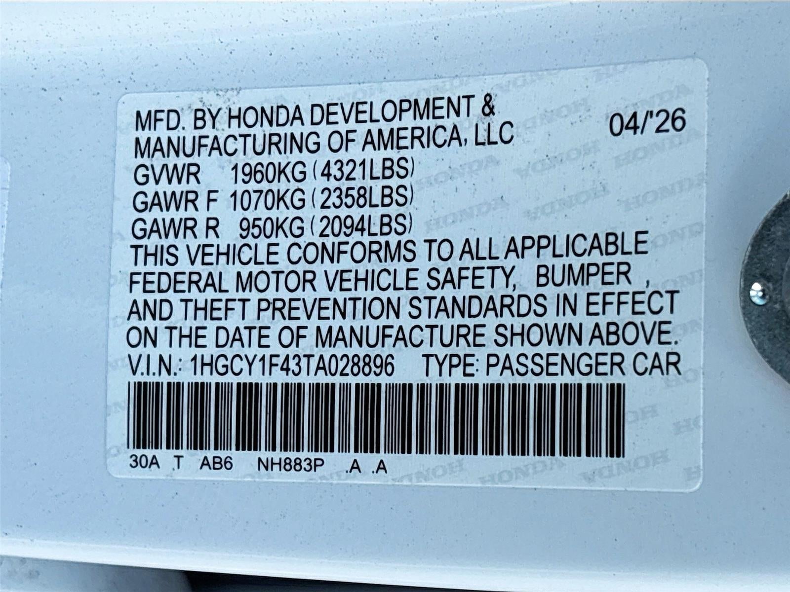 2026 Honda Accord Sedan SE