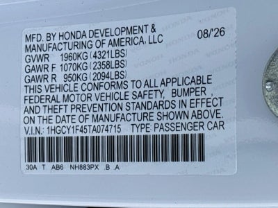 2026 Honda Accord Sedan SE