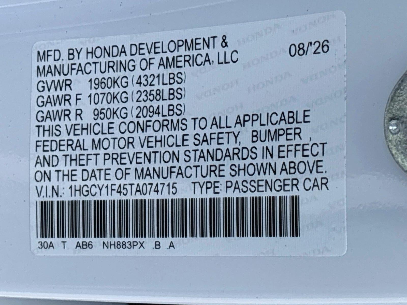 2026 Honda Accord Sedan SE