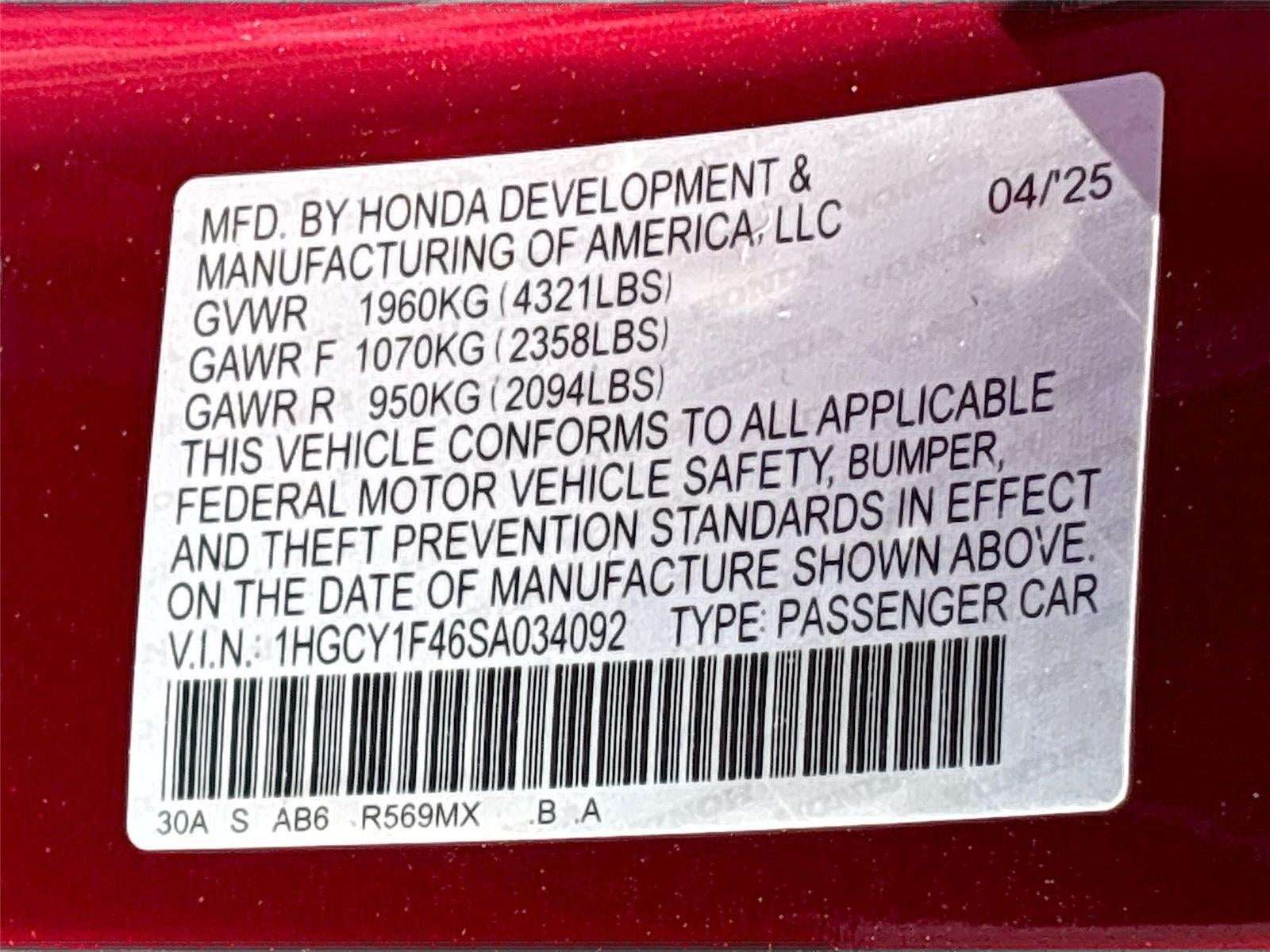2025 Honda Accord Sedan SE