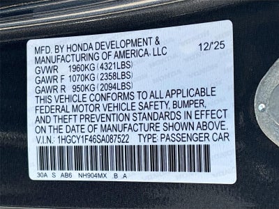 2025 Honda Accord Sedan SE