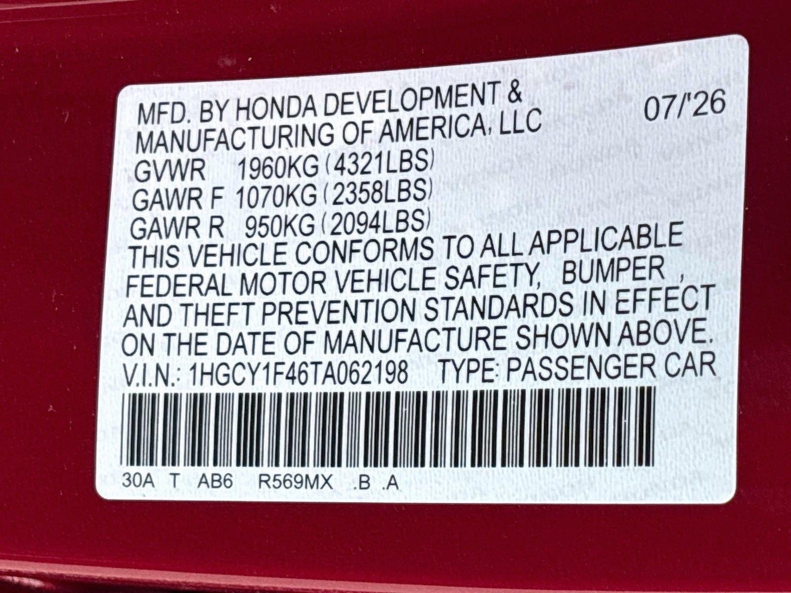 2026 Honda Accord Sedan SE