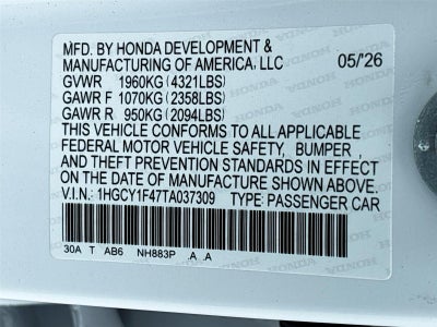 2026 Honda Accord Sedan SE