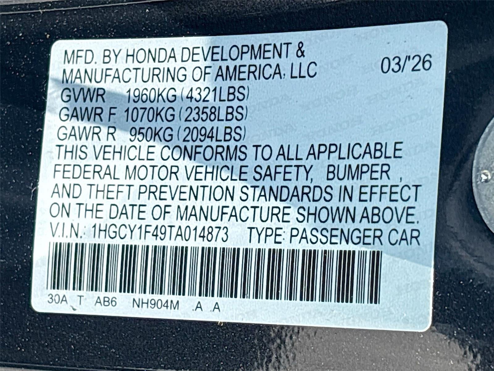 2026 Honda Accord Sedan SE