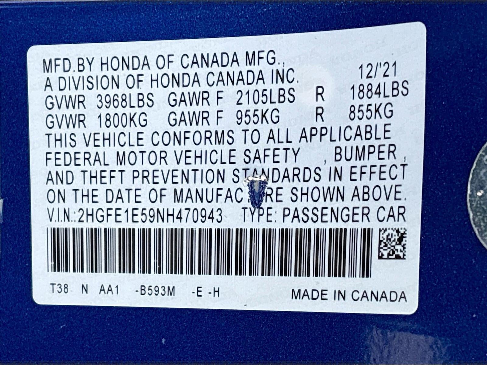 2022 Honda Civic Si Base