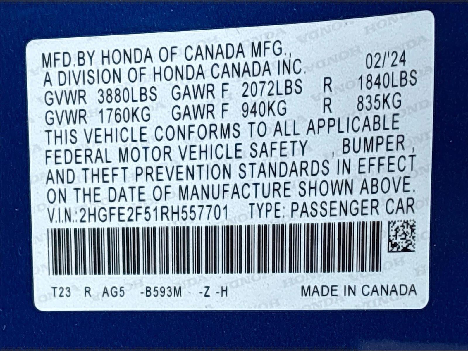 2024 Honda Civic Sport