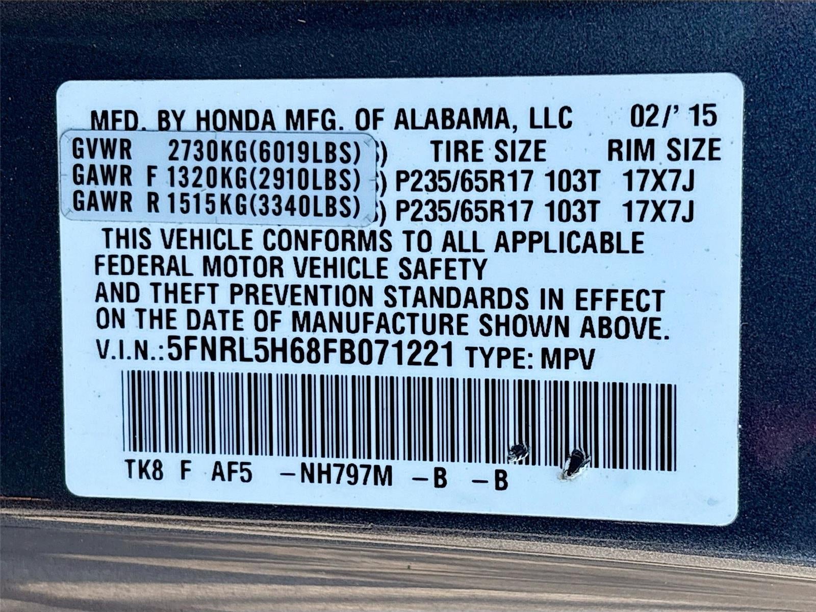 2015 Honda Odyssey EX-L