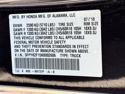 2019 Honda Ridgeline Sport