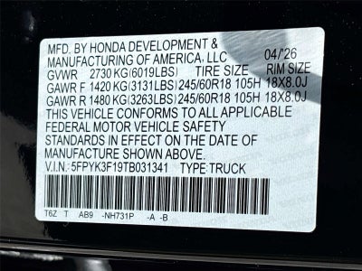 2026 Honda Ridgeline Sport