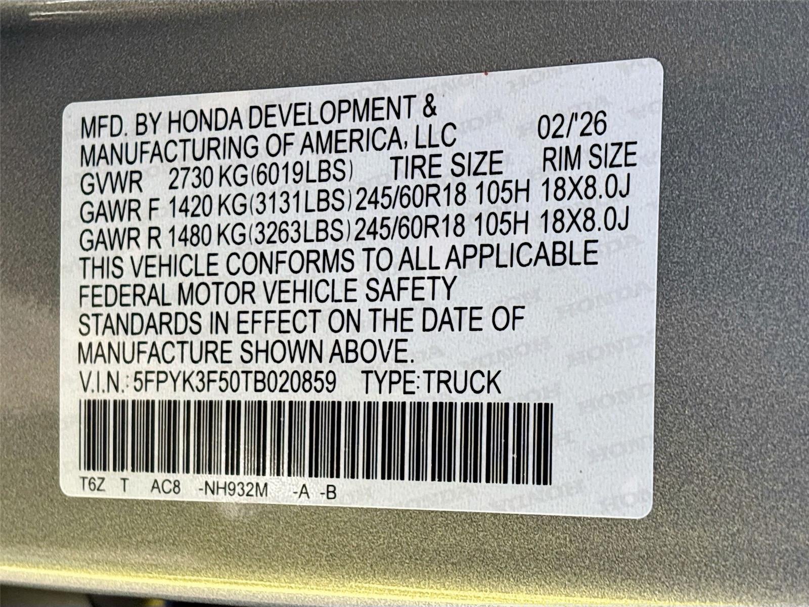 2026 Honda Ridgeline RTL