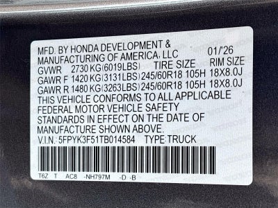 2026 Honda Ridgeline RTL