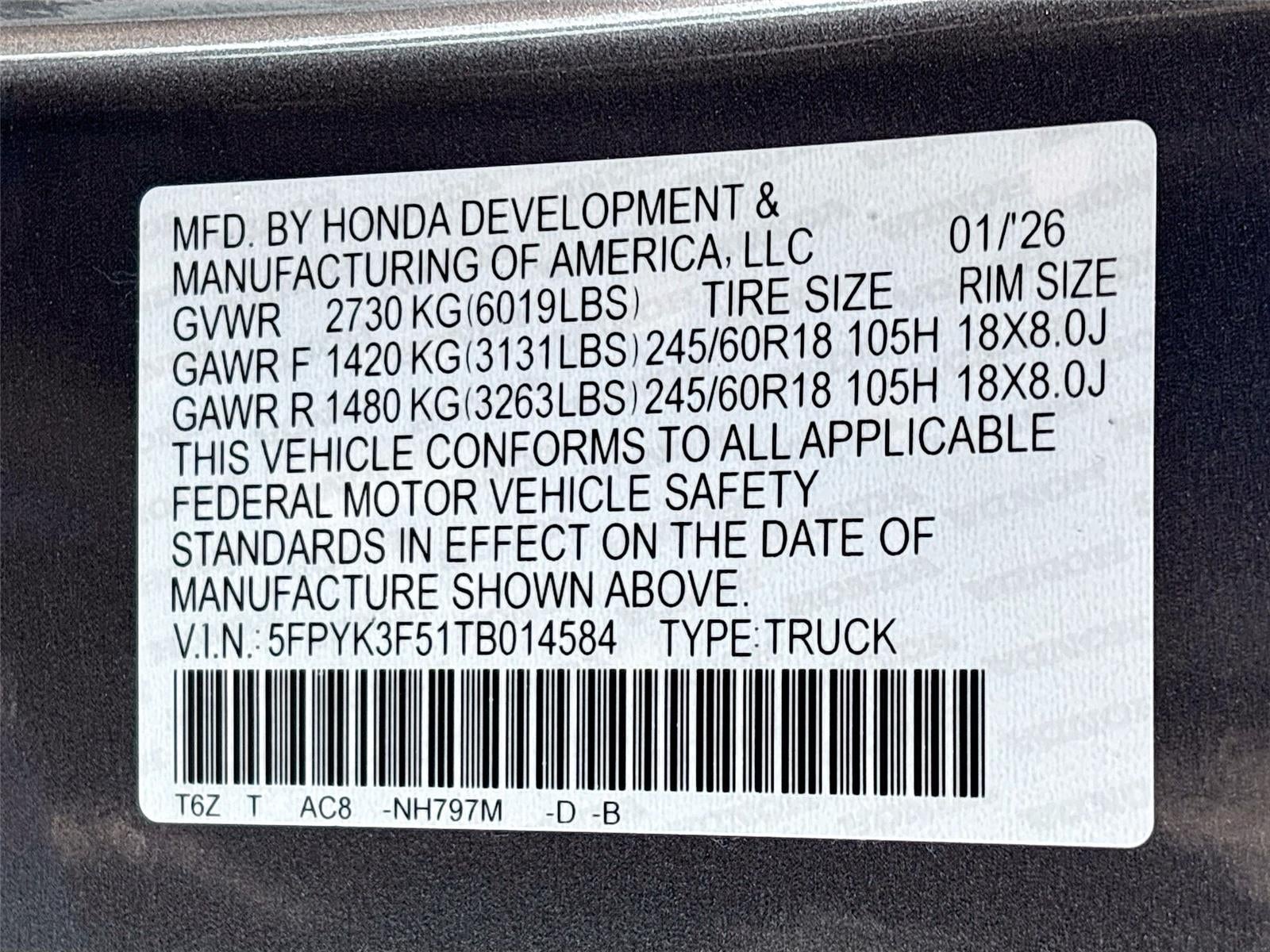 2026 Honda Ridgeline RTL