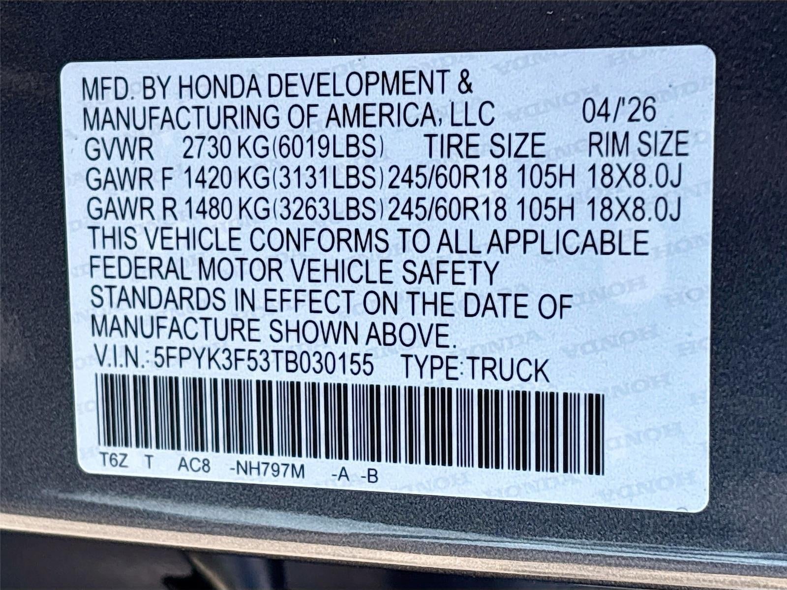 2026 Honda Ridgeline RTL