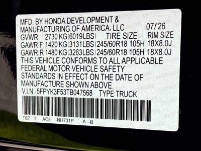 2026 Honda Ridgeline RTL