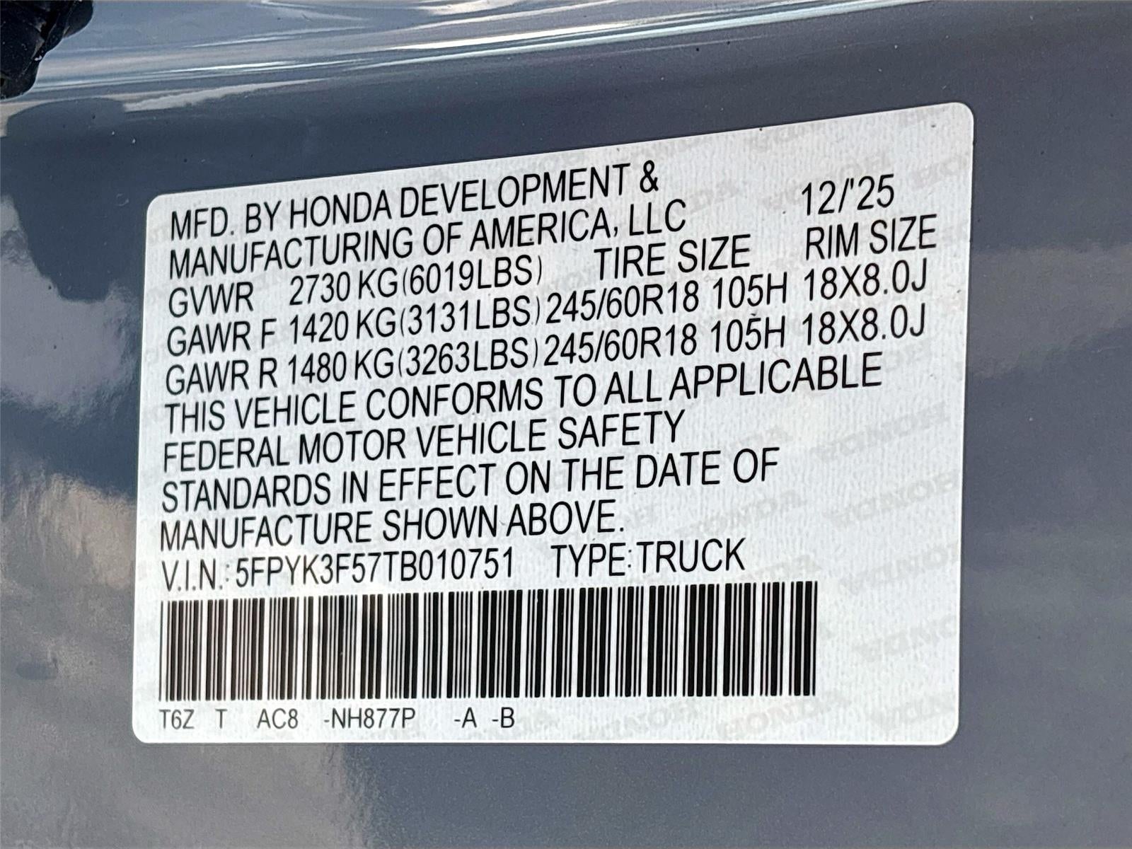 2026 Honda Ridgeline RTL