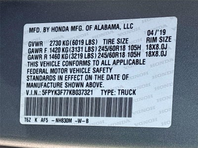2019 Honda Ridgeline RTL-E