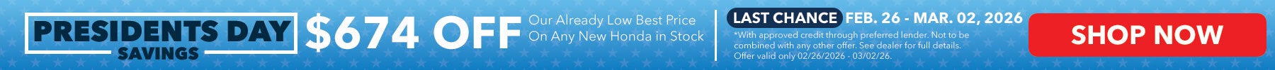 Presidents Day Savings Last Chance! - $674 off Our already low best price first. Feb. 26 - Mar. 02, 2026. Show Now!