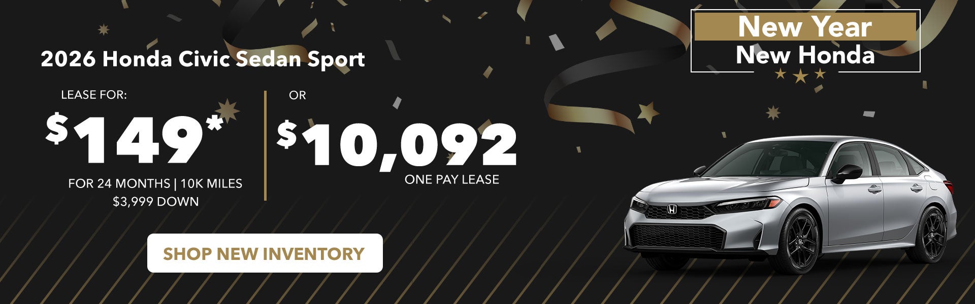 Lease for 24 months, 10k miles. With $3,999 down plus tax, tag, fees, dealer fee, first month’s payment, and any other dealer-installed accessories if applicable. Color upcharge may apply. $7,144 total out of pocket. Must qualify for Honda loyalty or conquest incentive. One pay lease includes tax, tag, fees, and dealer fee. Plus any other dealer-installed accessories if applicable. Color upcharge may apply. Must qualify for Honda loyalty or conquest incentive.*The advertised price excludes a $999.00 Dealer Document Processing Fee, and a $399.87 Electronic Filing Fee; these charges represent costs and profit to the dealer for items such as inspecting, cleaning and adjusting vehicles, and preparing documents related to the sale. Just Add Tax, Tag, Title/Registration and other government required charges. Vehicles which are registered outside the state of Florida will incur a $495.00 fee to cover additional costs of titling, registration, administrative resources and document shipping. This fee also represents costs and profit to the dealer for items such as inspecting, cleaning and adjusting vehicles, and preparing documents related to the sale. See dealer for complete details. Offer expires 02/03/2026.