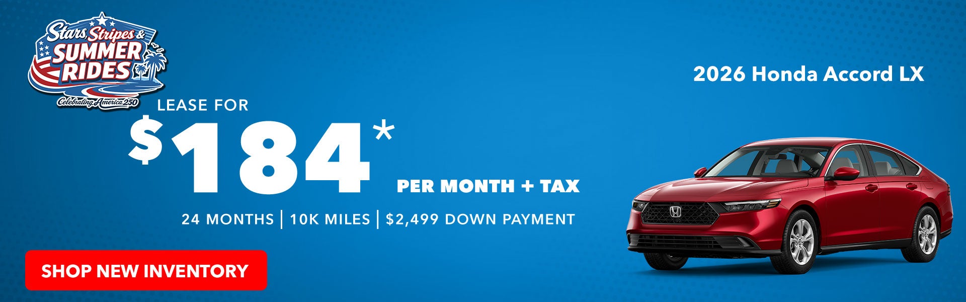 2026 Honda Accord LX: Lease - $184* /month + tax