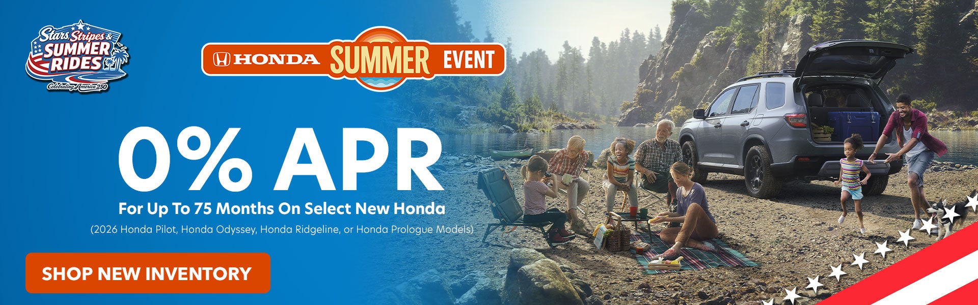 0% APR for up to 75 Months on Select New Honda