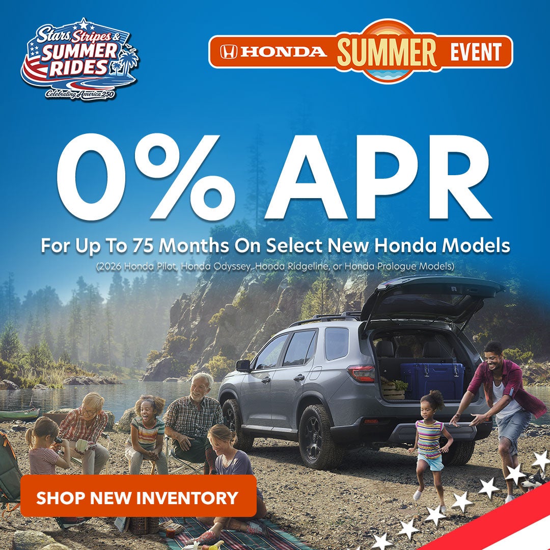 0% APR for up to 75 Months on Select New Honda