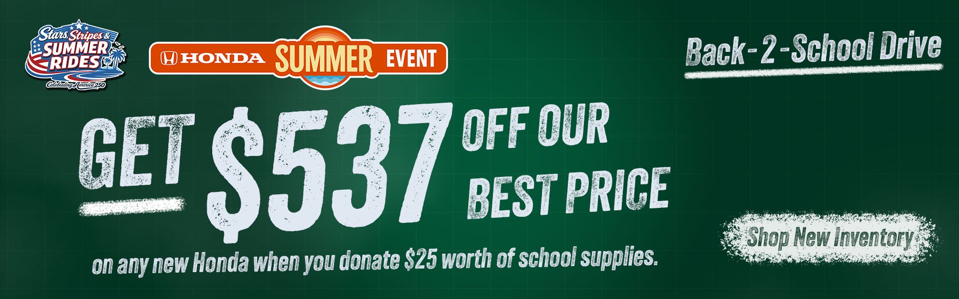 $537 Off when you donate $25 worth of school supplies 
