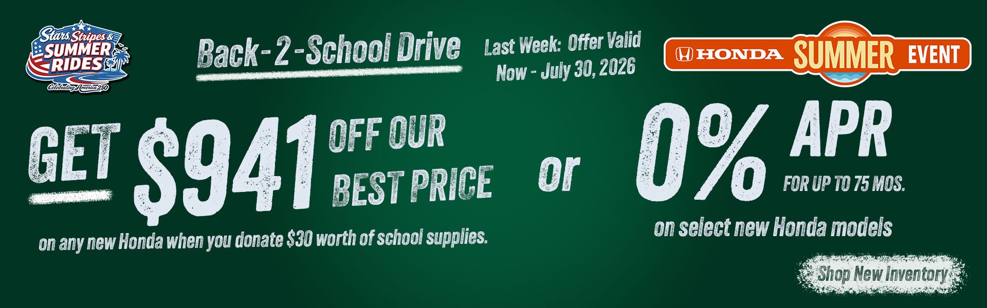 Back 2 School Drive: Get $941 Off With 25 Donation or 0% APR