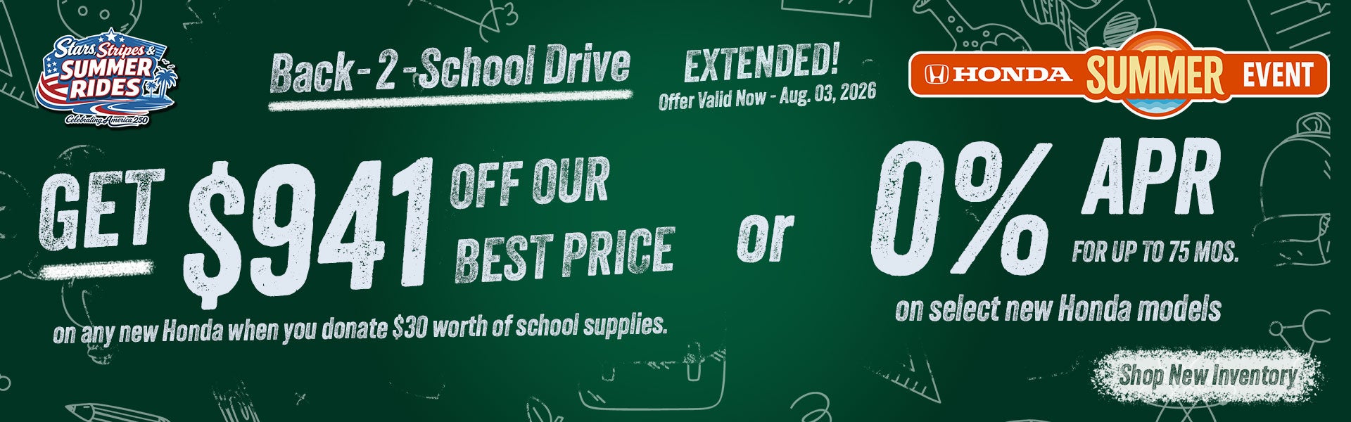 Back 2 School Drive: Get $941 Off With 25 Donation or 0% APR
