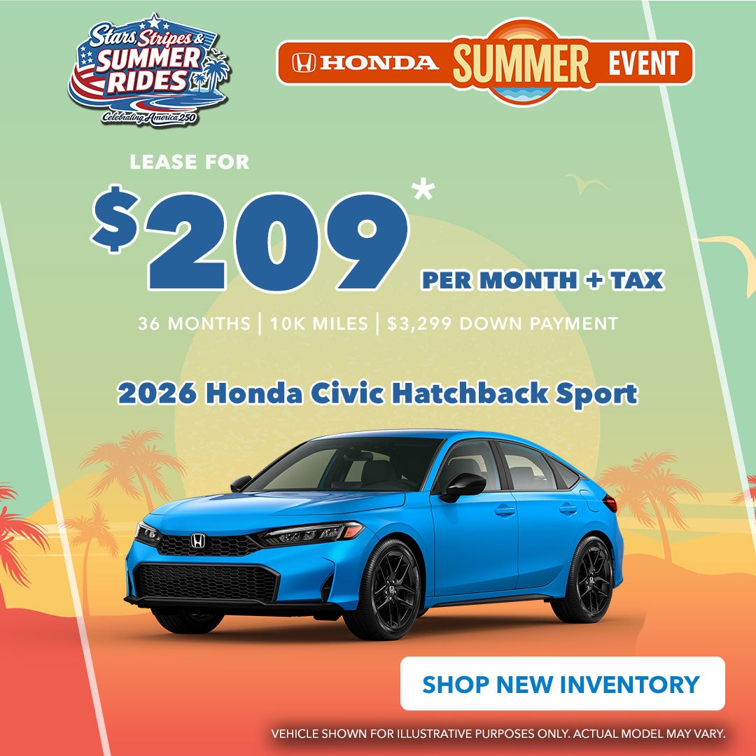 2026 Honda Civic Sedan LX: $229/mo+tax - 36 mos. | 10k miles