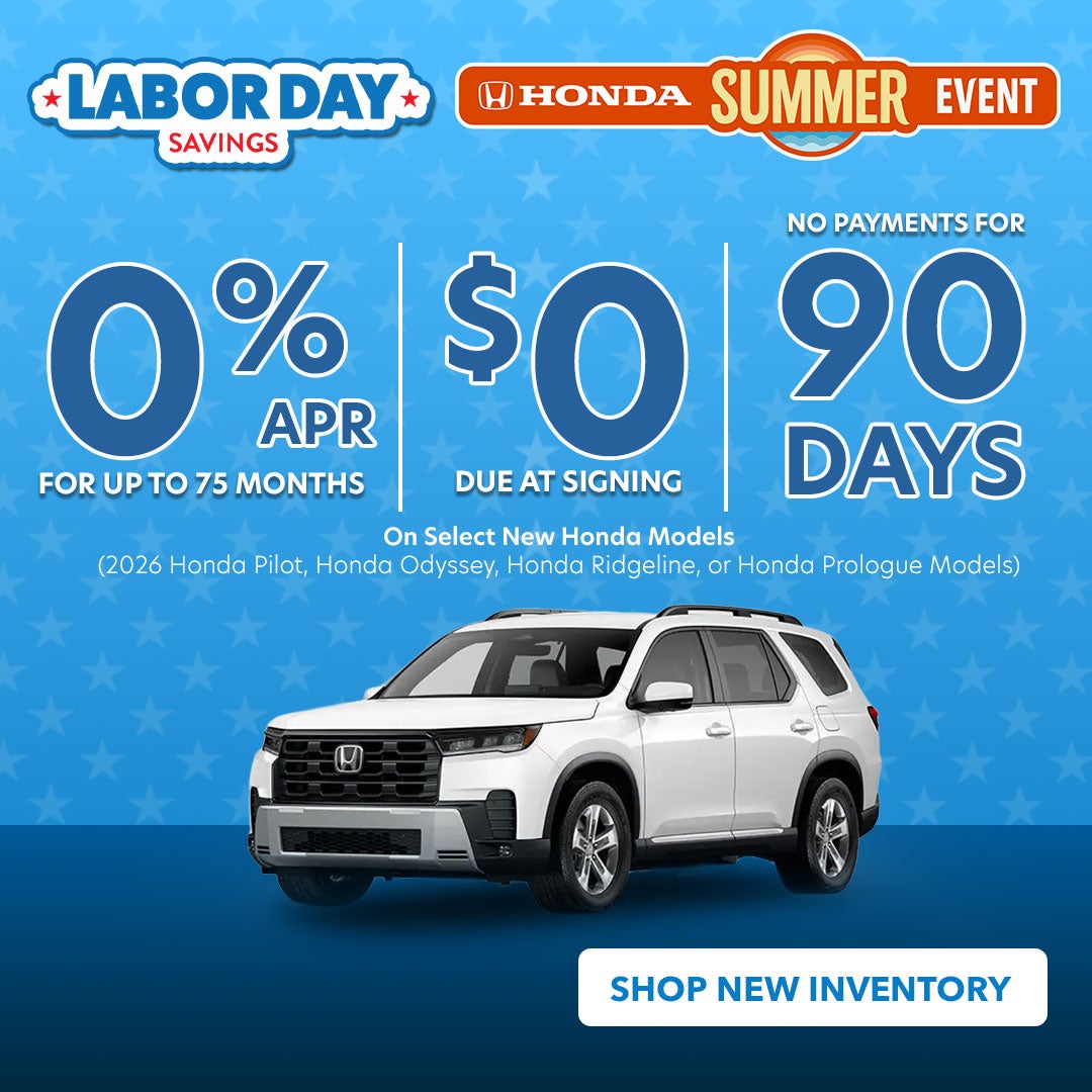 0% APR for up to 75 Months on Select New Honda