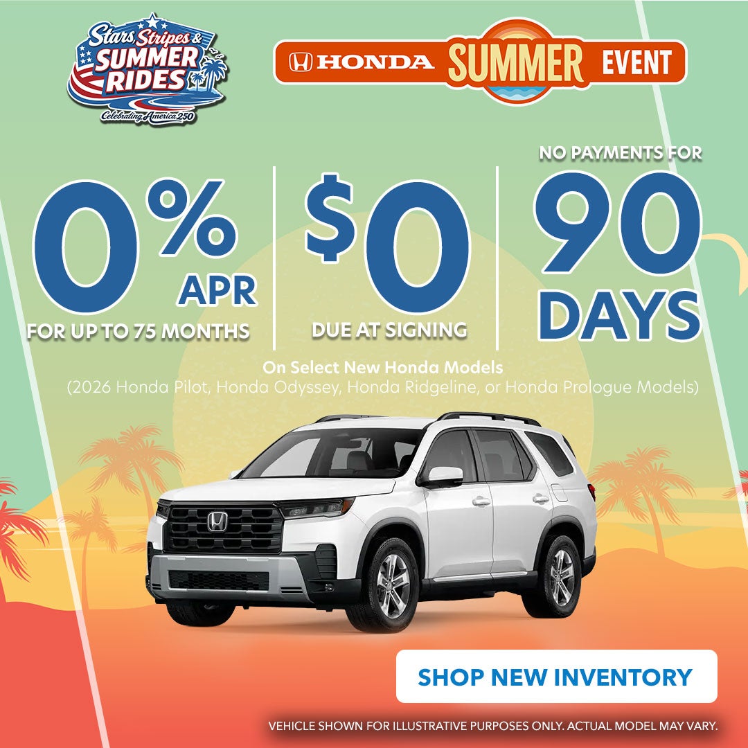 0% APR for up to 75 Months on Select New Honda