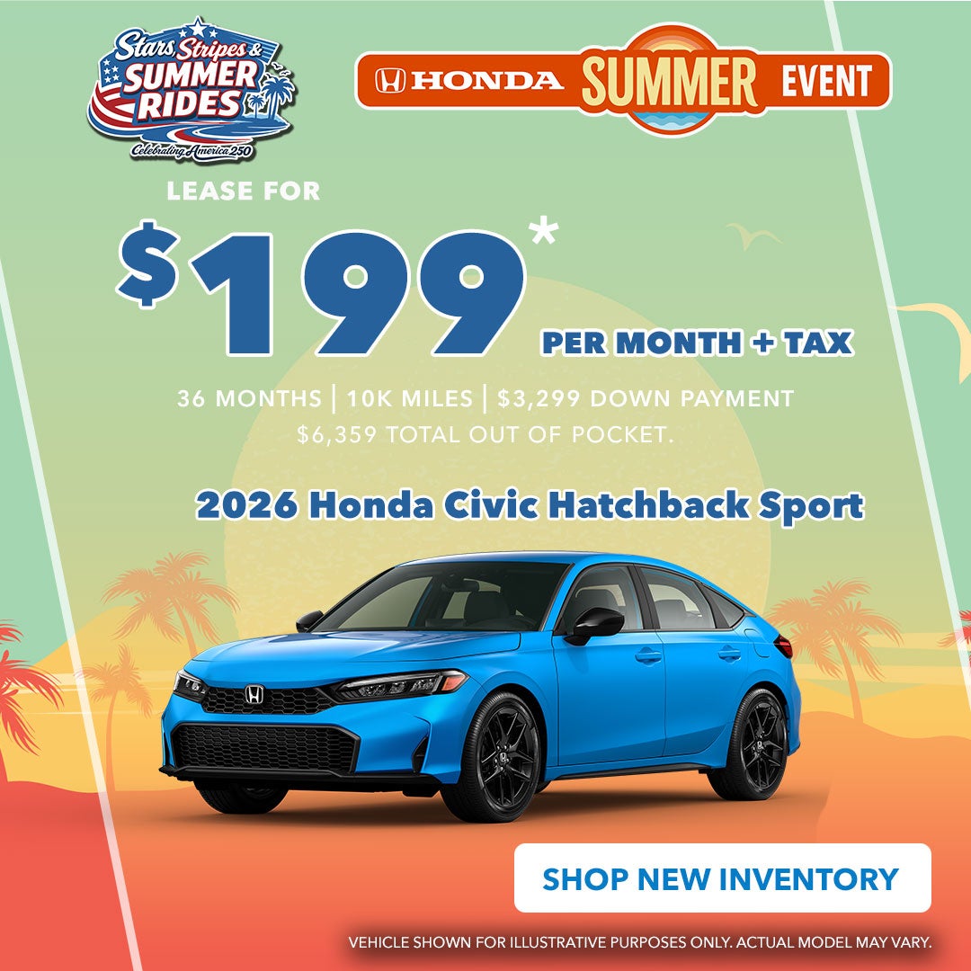 2026 Honda Civic Sedan LX: $229/mo+tax - 36 mos. | 10k miles