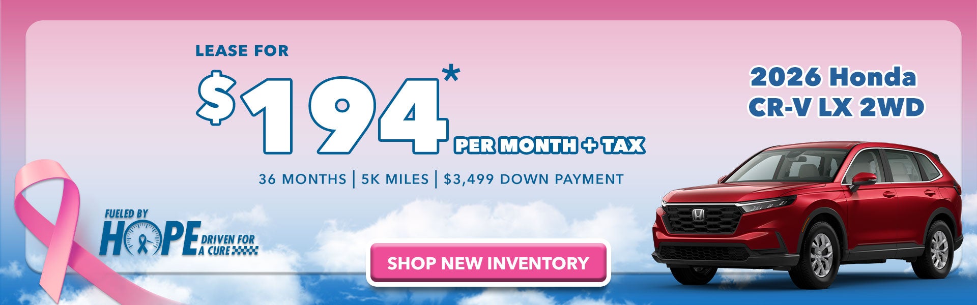 Lease a 2026 Honda CR-V LX for $194/mo