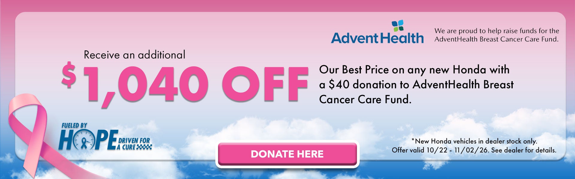 Get $1,040 off our best price with a $40 donation